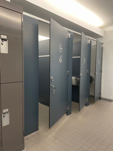 The accessible washroom stall at the New West Sportsplex.